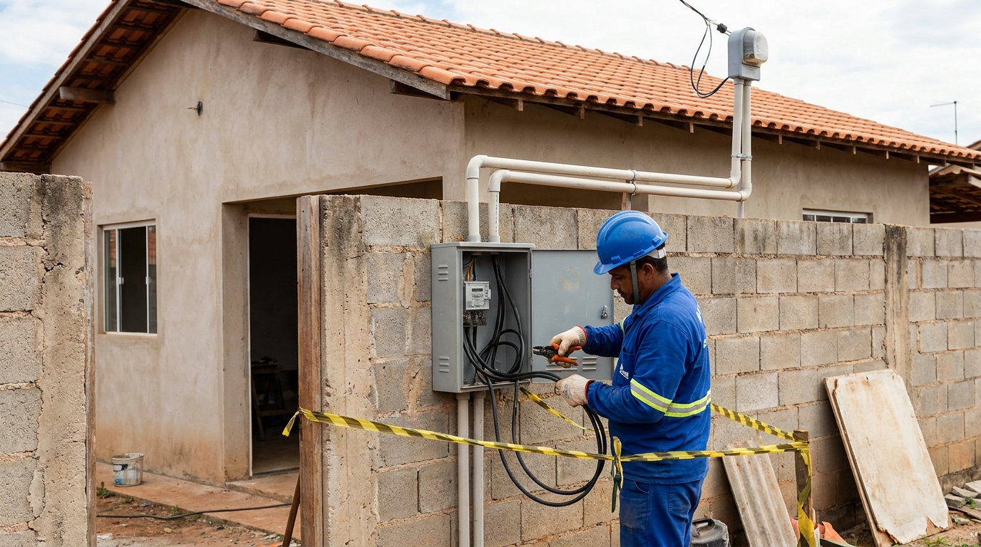 Eletricista instalando padrao de energia em Viamão‑RS